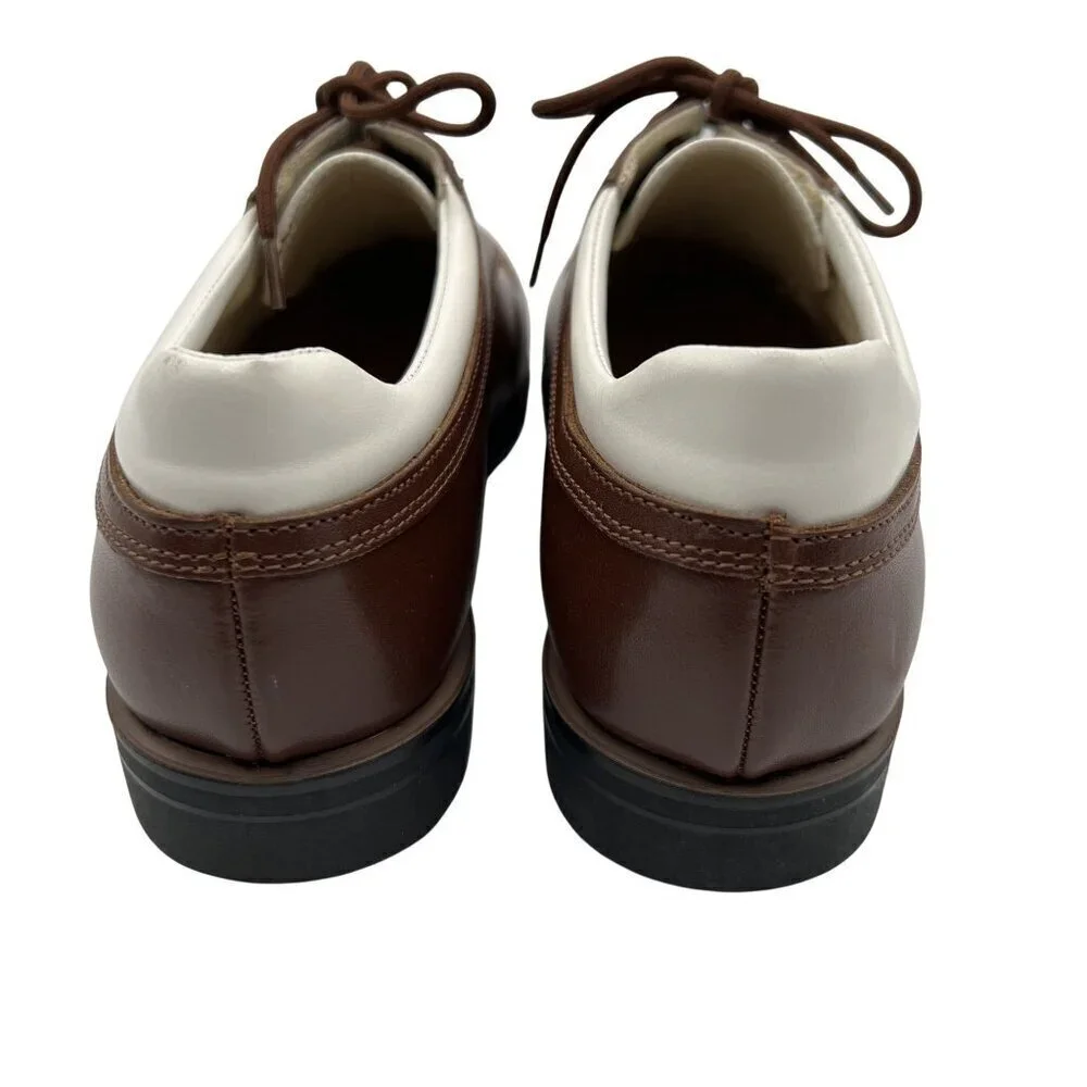 NEW Tehama 9 Brown White Leather Oxford Golf Shoes Italy Made Old Money Preppy